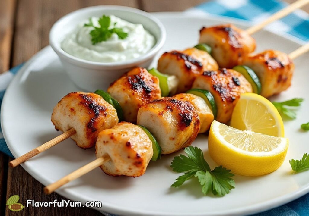 Chicken Souvlaki Skewers with Tzatziki
